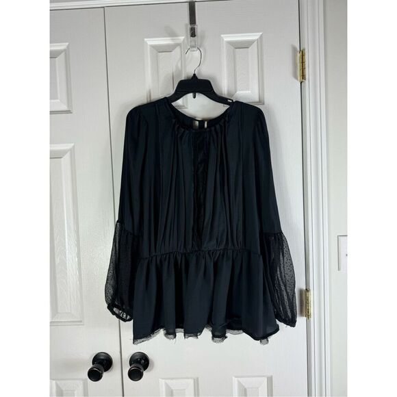 Free People Womens Black Sheer Blouse Size Small - Picture 1 of 4